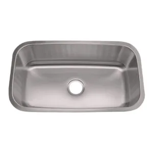 Single bowl stainless steel kitchen sink with rounded corners