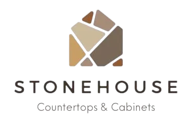 Stone House Countertops logo with modern design, showcasing high-quality stone surfaces for kitchen and bathroom renovations.